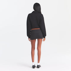 COTTON RIB FOLDOVER MINI SKIRT | SOOT