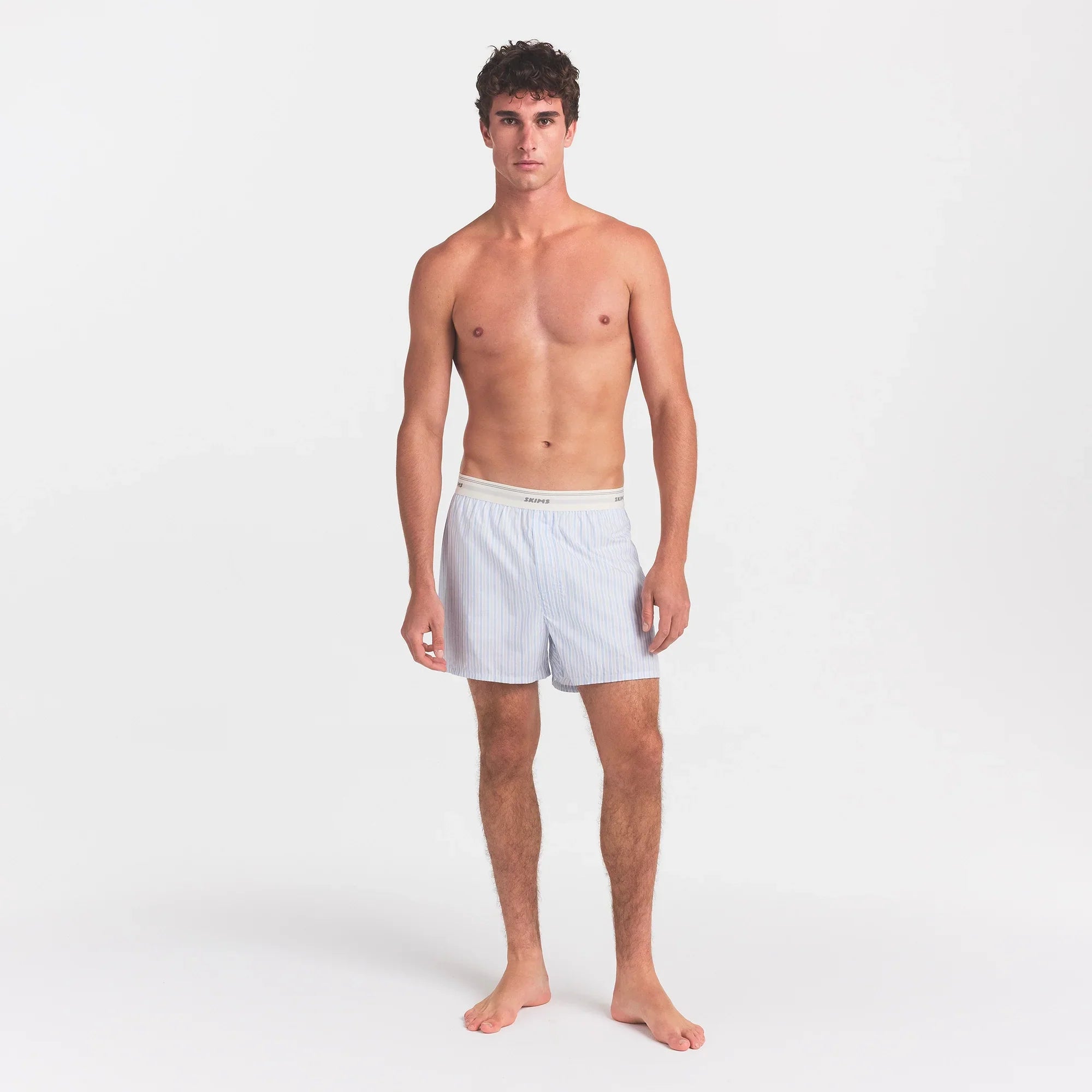 COTTON POPLIN MENS LOGO BAND BOXER | PLATINUM DOUBLE STRIPE