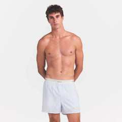 COTTON POPLIN MENS LOGO BAND BOXER | PLATINUM DOUBLE STRIPE