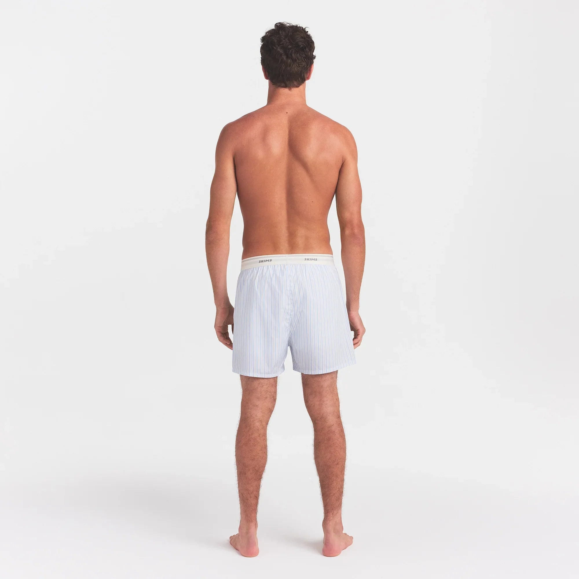 COTTON POPLIN MENS LOGO BAND BOXER | PLATINUM DOUBLE STRIPE