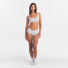 LIGHTWEIGHT COTTON LACE BOY SHORT | LIGHT HEATHER GREY