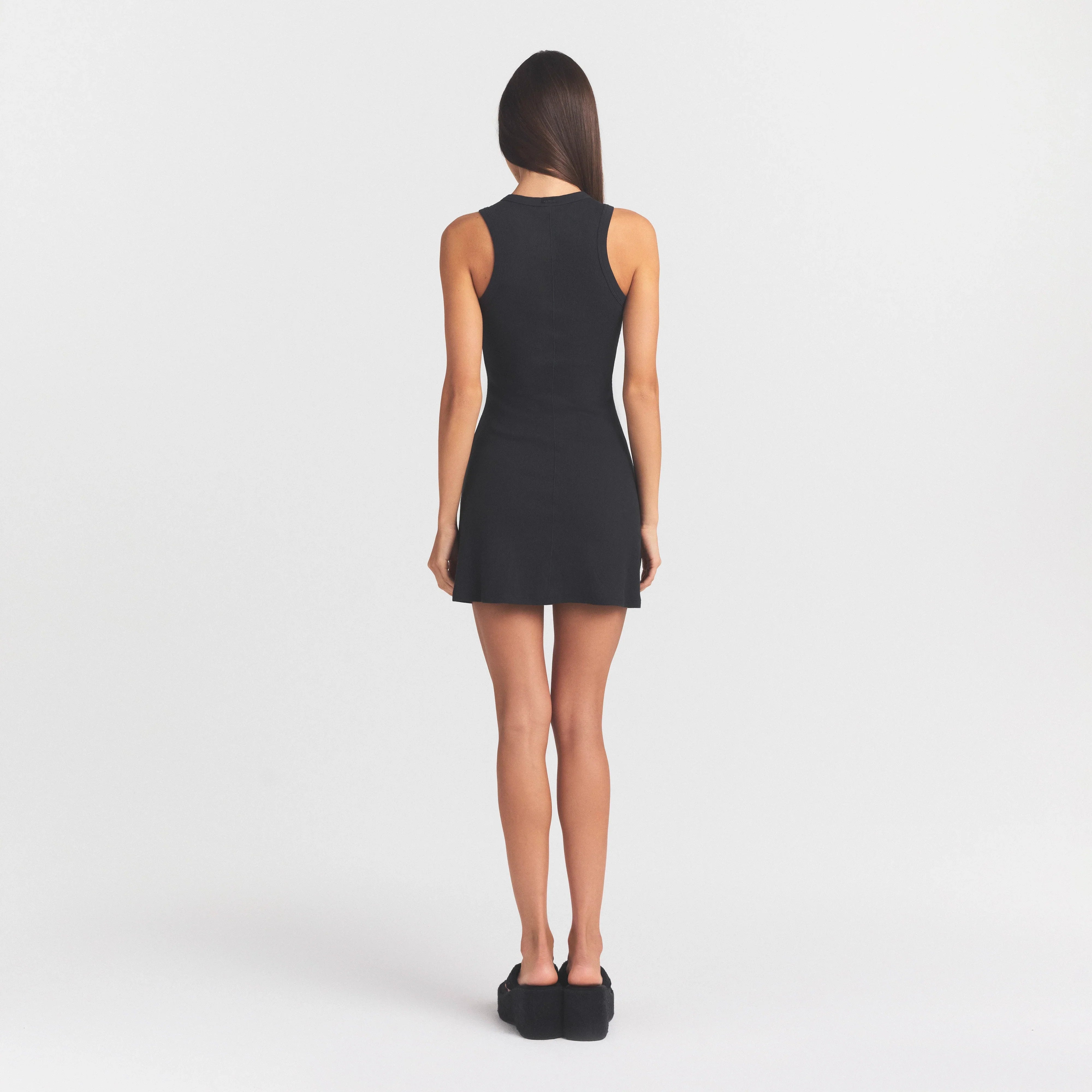 COTTON RIB TANK DRESS | SOOT