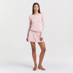 SHEER MODAL LONG SLEEVE BOATNECK TOP | PRIMROSE