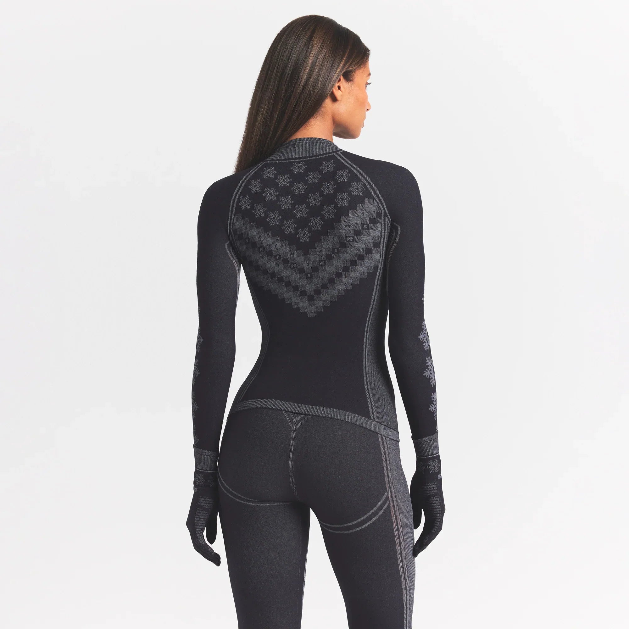 SKIMS FIRST LAYERS HALF ZIP LONG SLEEVE | OBSIDIAN WINTER FAIR ISLE