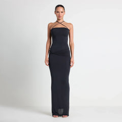VETTESE X SKIMS SHEER MODAL LONG DRESS | ONYX