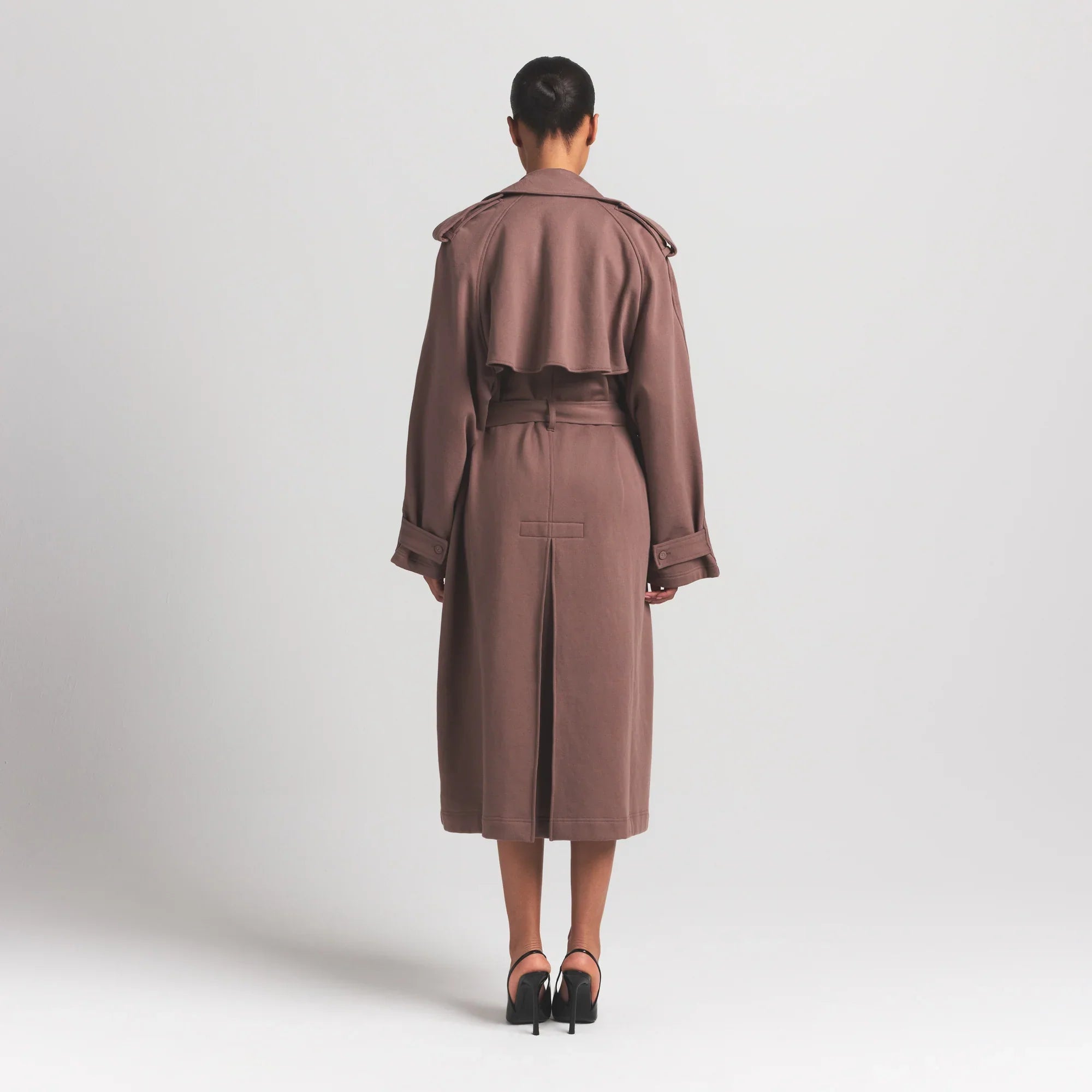 BOYFRIEND FLEECE OVERSIZED TRENCH COAT | UMBER