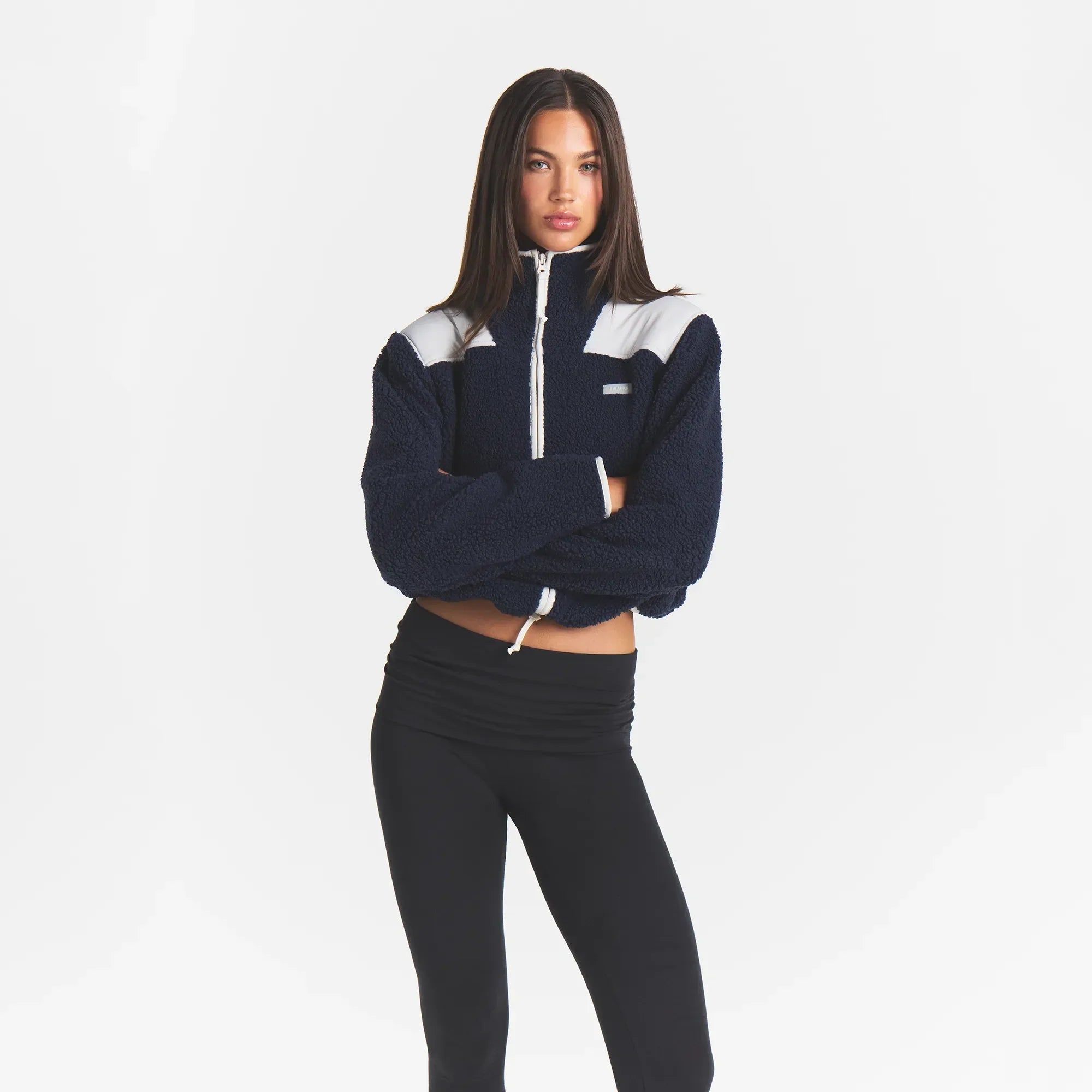 TEDDY BOXY ZIP UP JACKET | NAVY