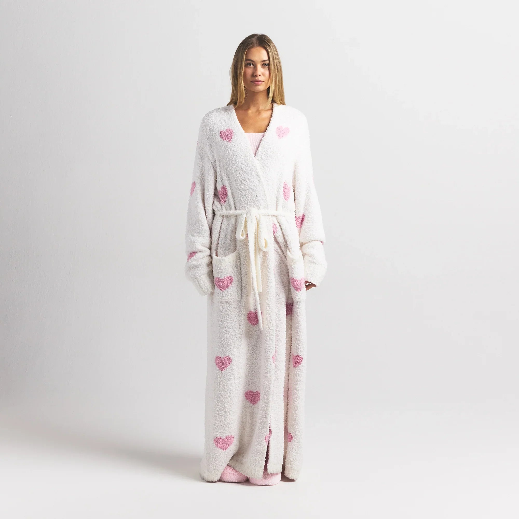 COZY KNIT UNISEX ROBE | IVORY SPACED HEARTS