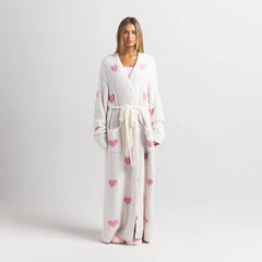 COZY KNIT UNISEX ROBE | IVORY SPACED HEARTS