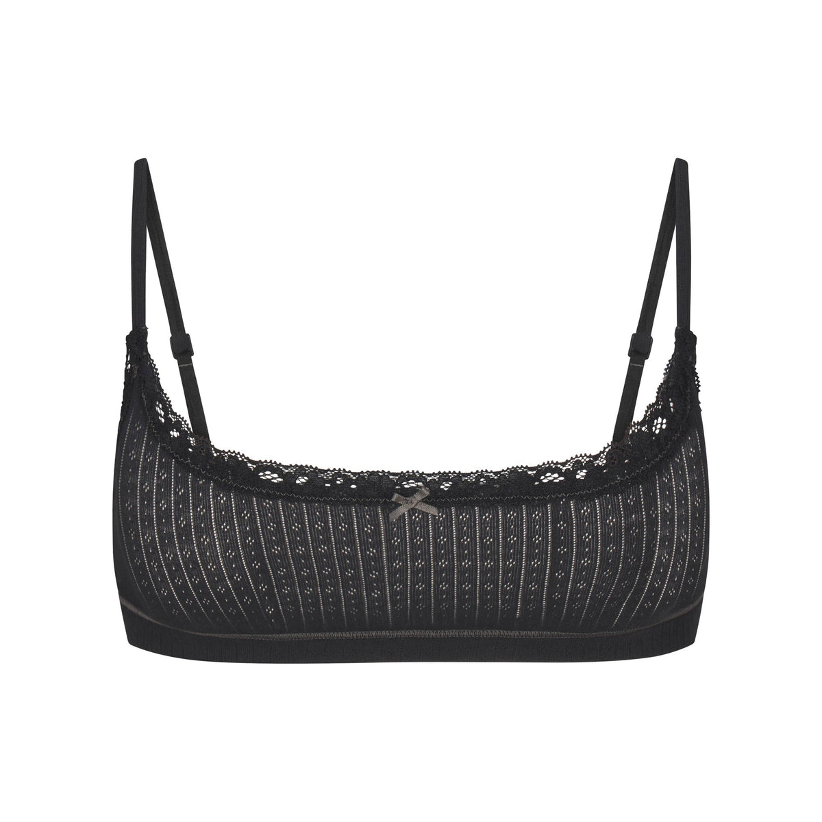 LIGHTWEIGHT COTTON POINTELLE SCOOP BRALETTE | SOOT TONAL