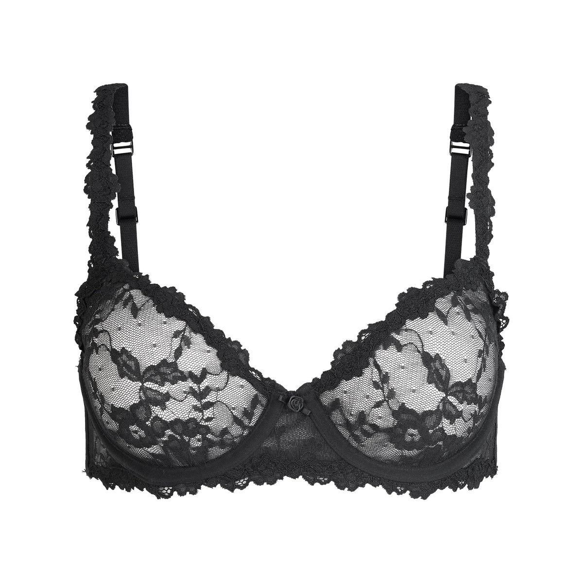 STRETCH LACE UNLINED DEMI BRA | SOOT