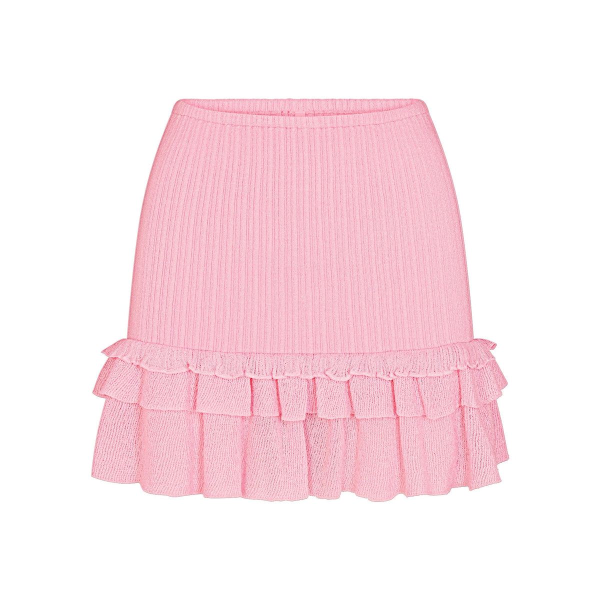 SHEER KNIT RUFFLE MINI SKIRT | PEONY