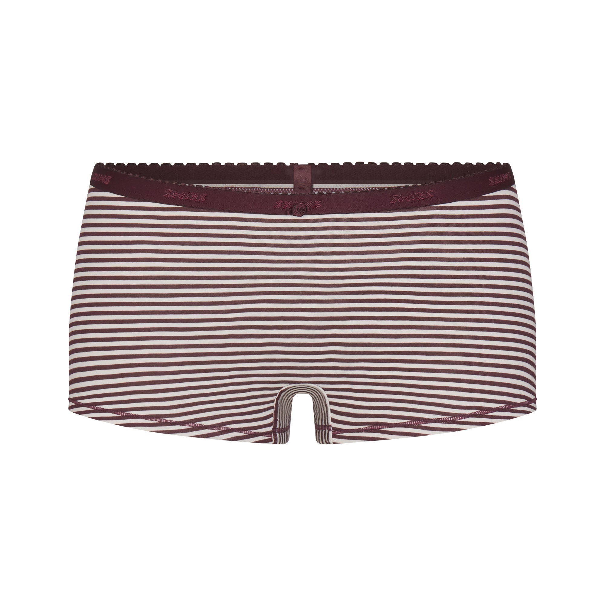 LIGHTWEIGHT COTTON LOGO PICOT CAMI AND BOY SHORT SET | CURRANT FEEDER STRIPE