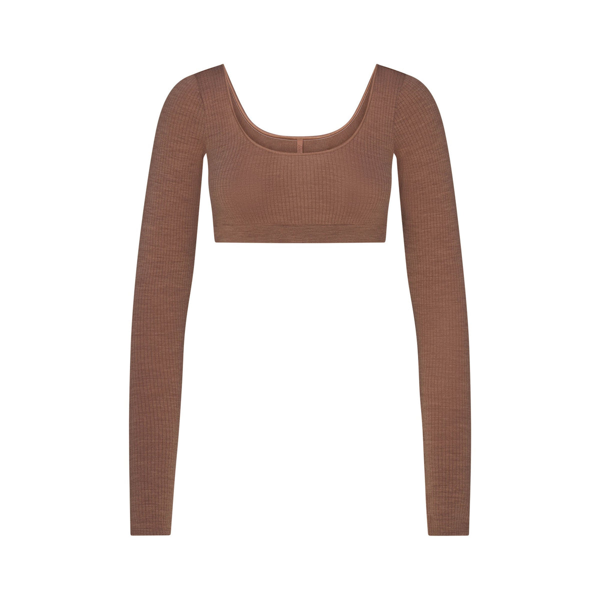 WOOL RIB LONG SLEEVE SUPER CROPPED TOP | SIENNA