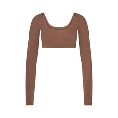 WOOL RIB LONG SLEEVE SUPER CROPPED TOP | SIENNA