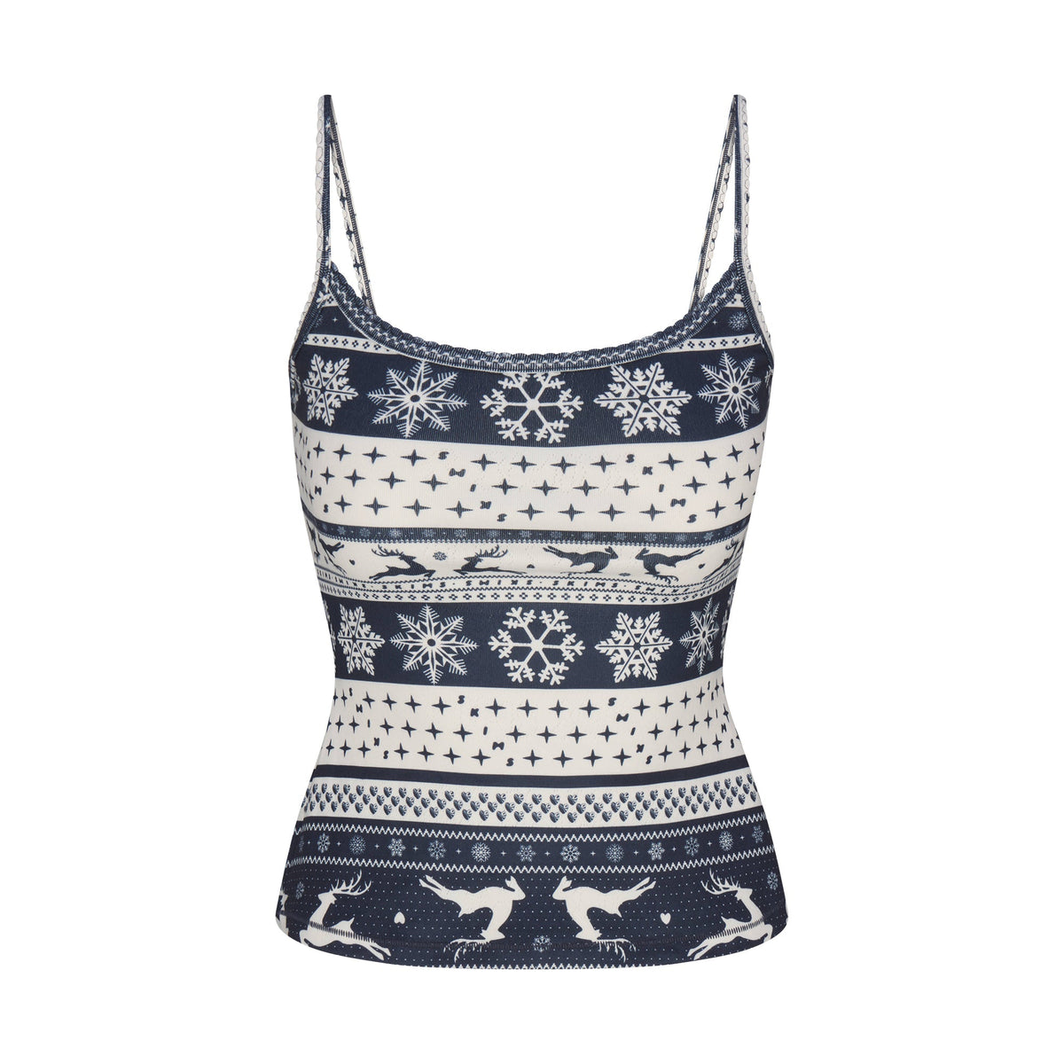 LOGO PLUSH POINTELLE CAMI | NAVY DEER FAIR ISLE