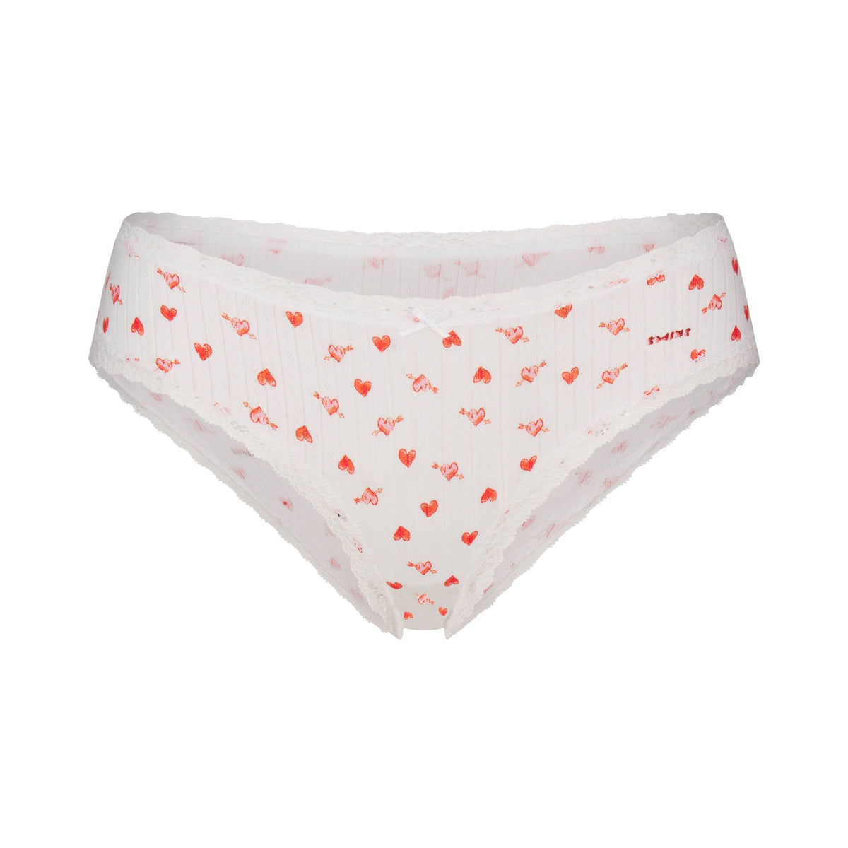 LIGHTWEIGHT COTTON POINTELLE LACE BRIEF | SNOW ARROWED HEARTS