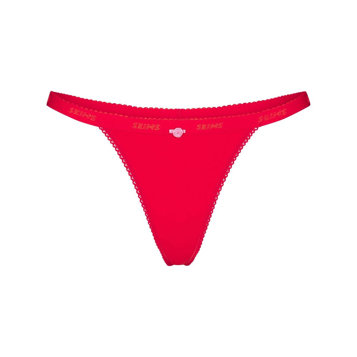 LIGHTWEIGHT COTTON LOGO PICOT THONG | RUBY TONAL