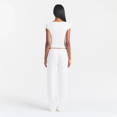 COTTON JERSEY SCOOP NECK T-SHIRT | MARBLE