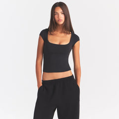 COTTON JERSEY SCOOP NECK T-SHIRT | SOOT