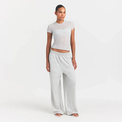 SHEER RIB T-SHIRT | LIGHT HEATHER GREY
