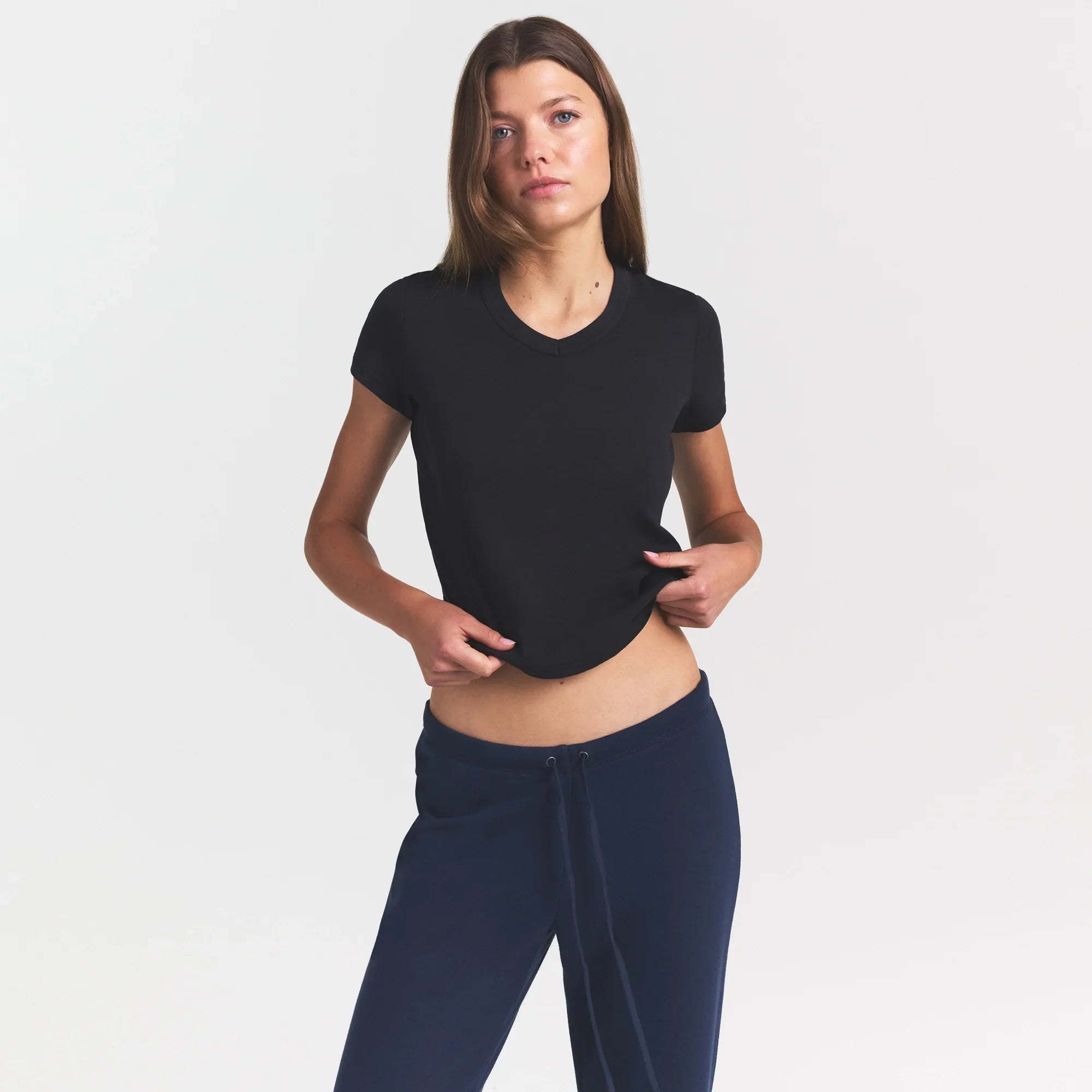 WORN IN JERSEY BABY V NECK TEE | WASHED ONYX