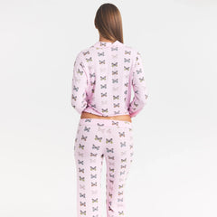 SKIMS SLEEP LONG SLEEVE BUTTON UP SET | PEONY BUTTERFLY PRINT