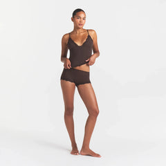 FITS EVERYBODY LACE TRIANGLE CAMI AND BOY SHORT SET | ESPRESSO