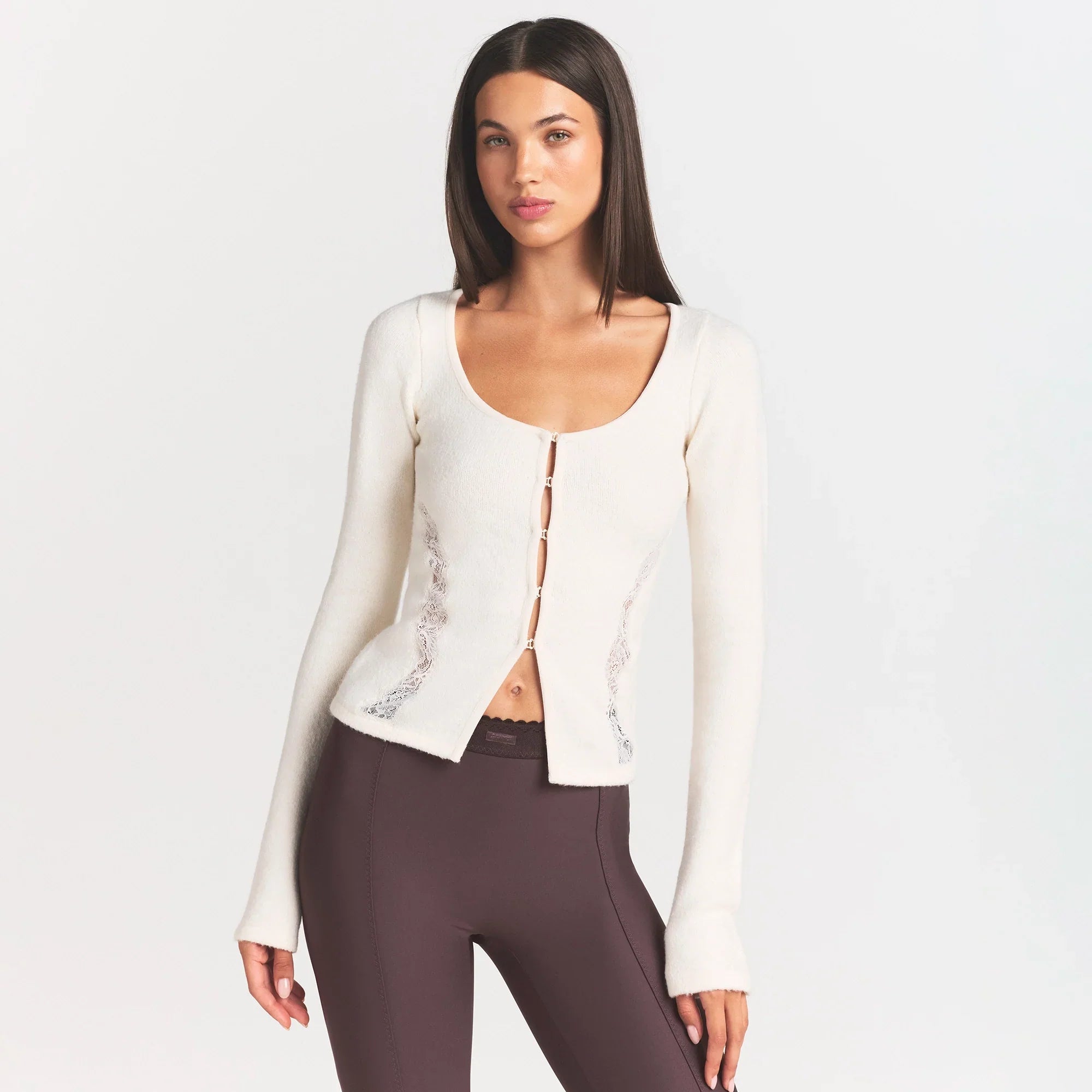 LACE KNIT LONG SLEEVE CARDIGAN | SUGAR