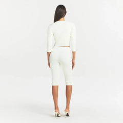 REFINED KNIT CROPPED CARDIGAN | EGRET