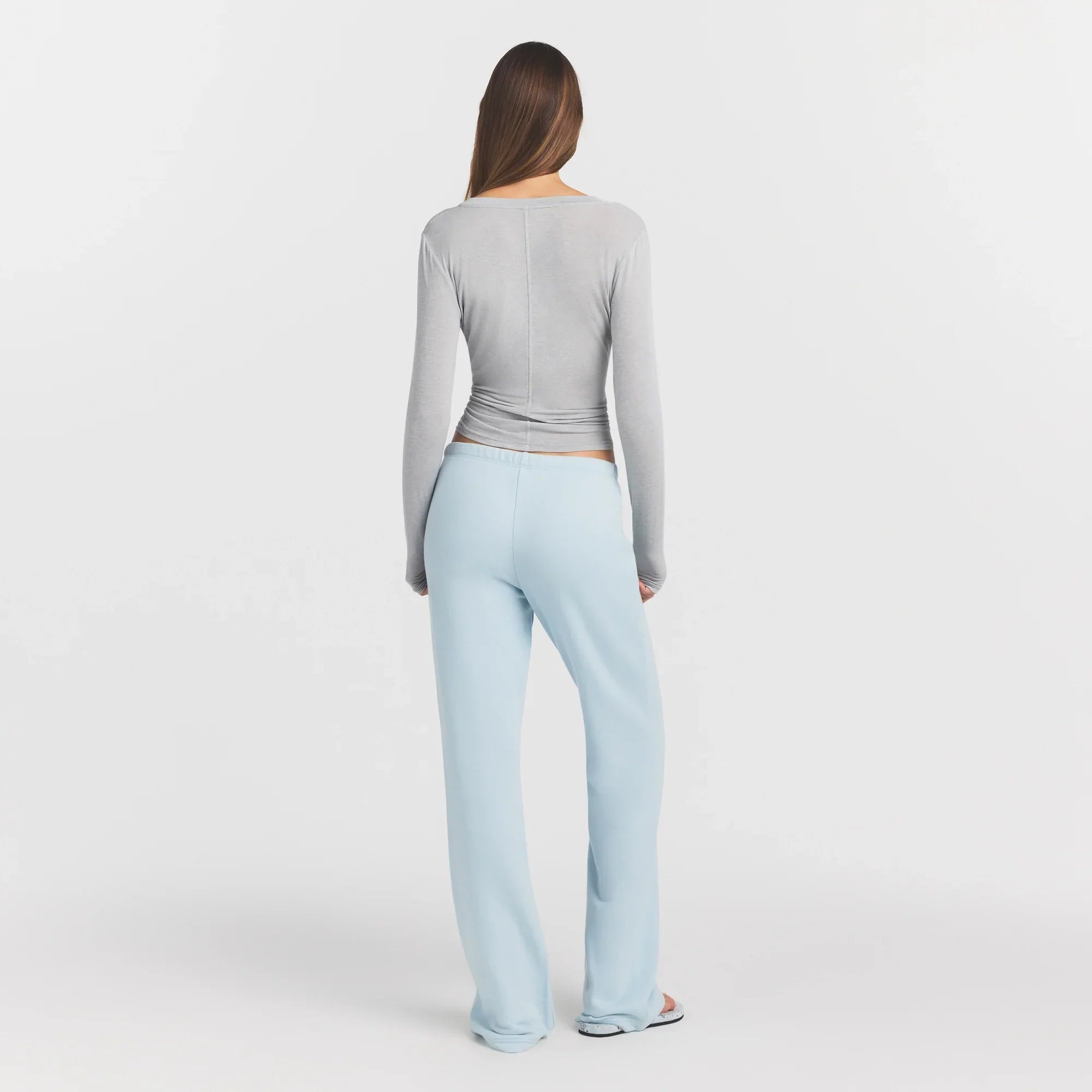 SHEER MODAL CREWNECK HENLEY | HEATHER GREY