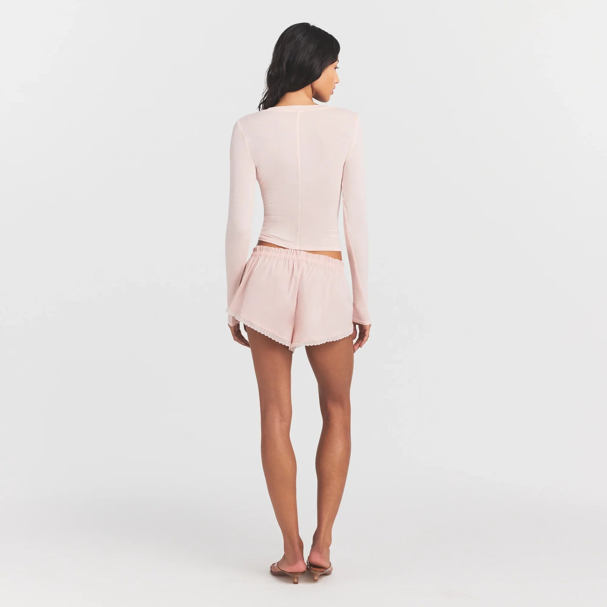SHEER MODAL CREWNECK HENLEY | PRIMROSE
