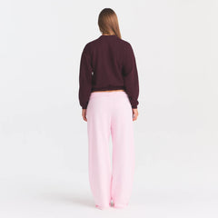 COTTON FLEECE CLASSIC CREWNECK | CURRANT ARCHED SKIMS PLAID