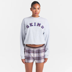 COTTON FLEECE CLASSIC CREWNECK | LIGHT HEATHER GREY ARCHED SKIMS PLAID