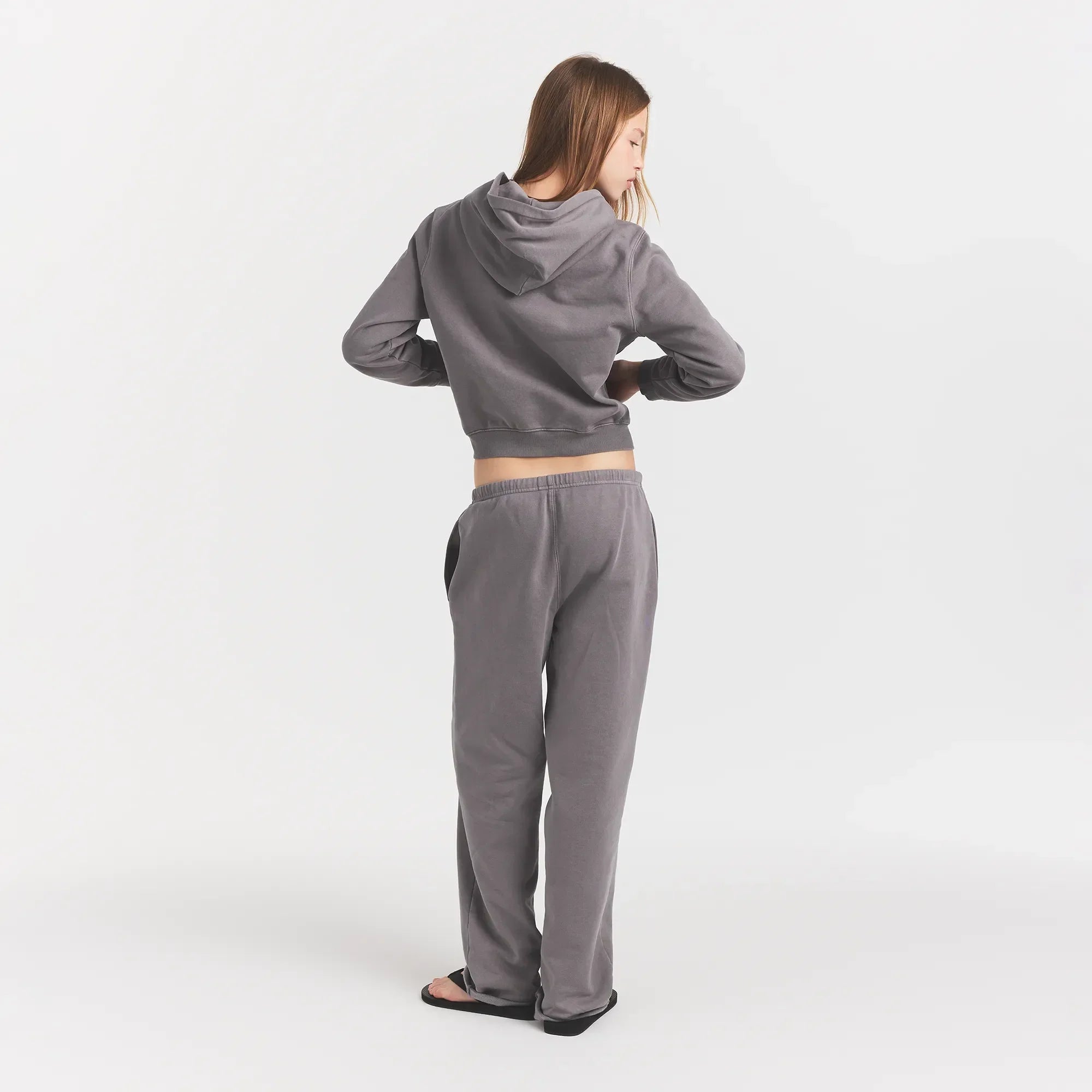 BOYFRIEND FLEECE ZIP UP HOODIE | SHADOW