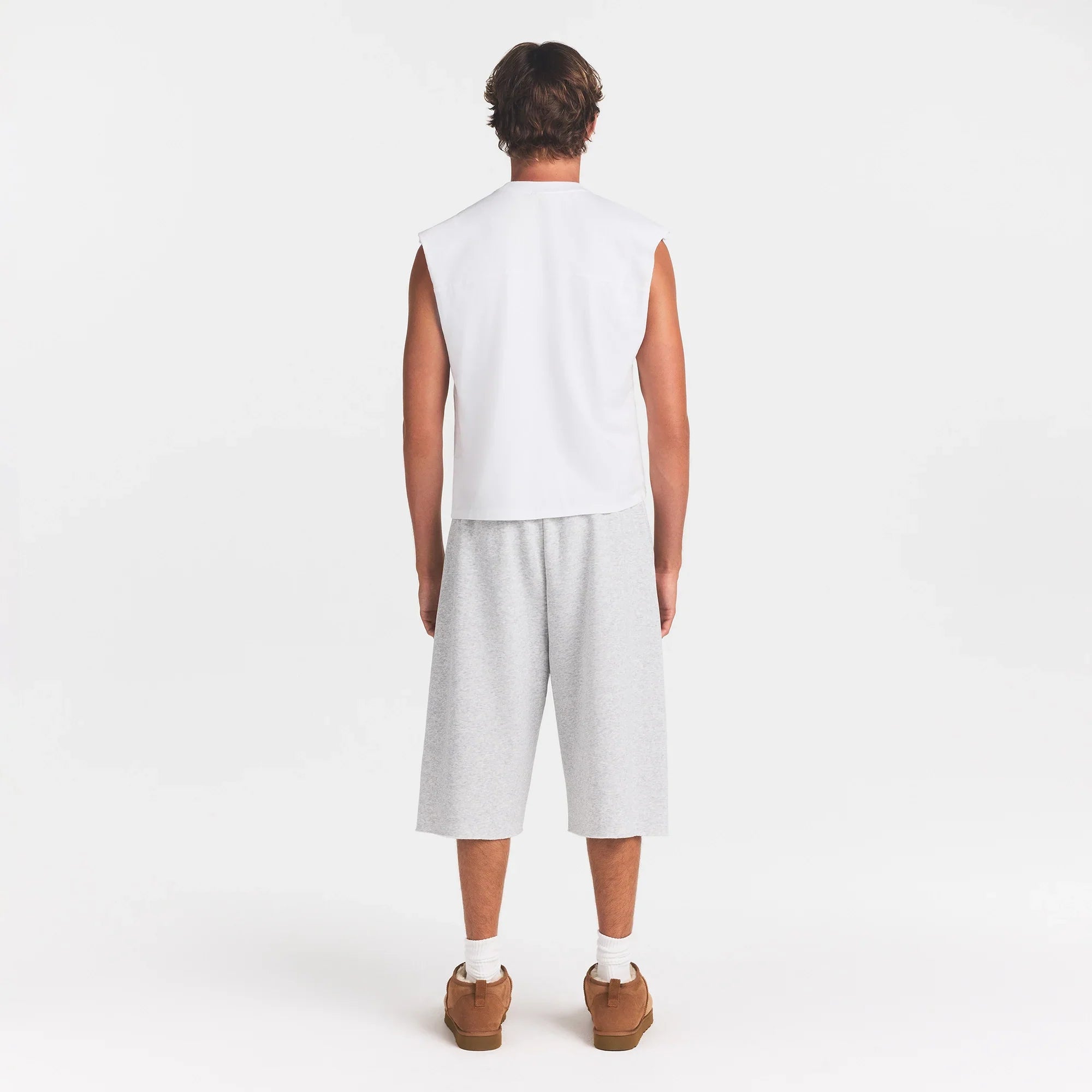 HEAVYWEIGHT COTTON MENS CROPPED MUSCLE TANK | CHALK