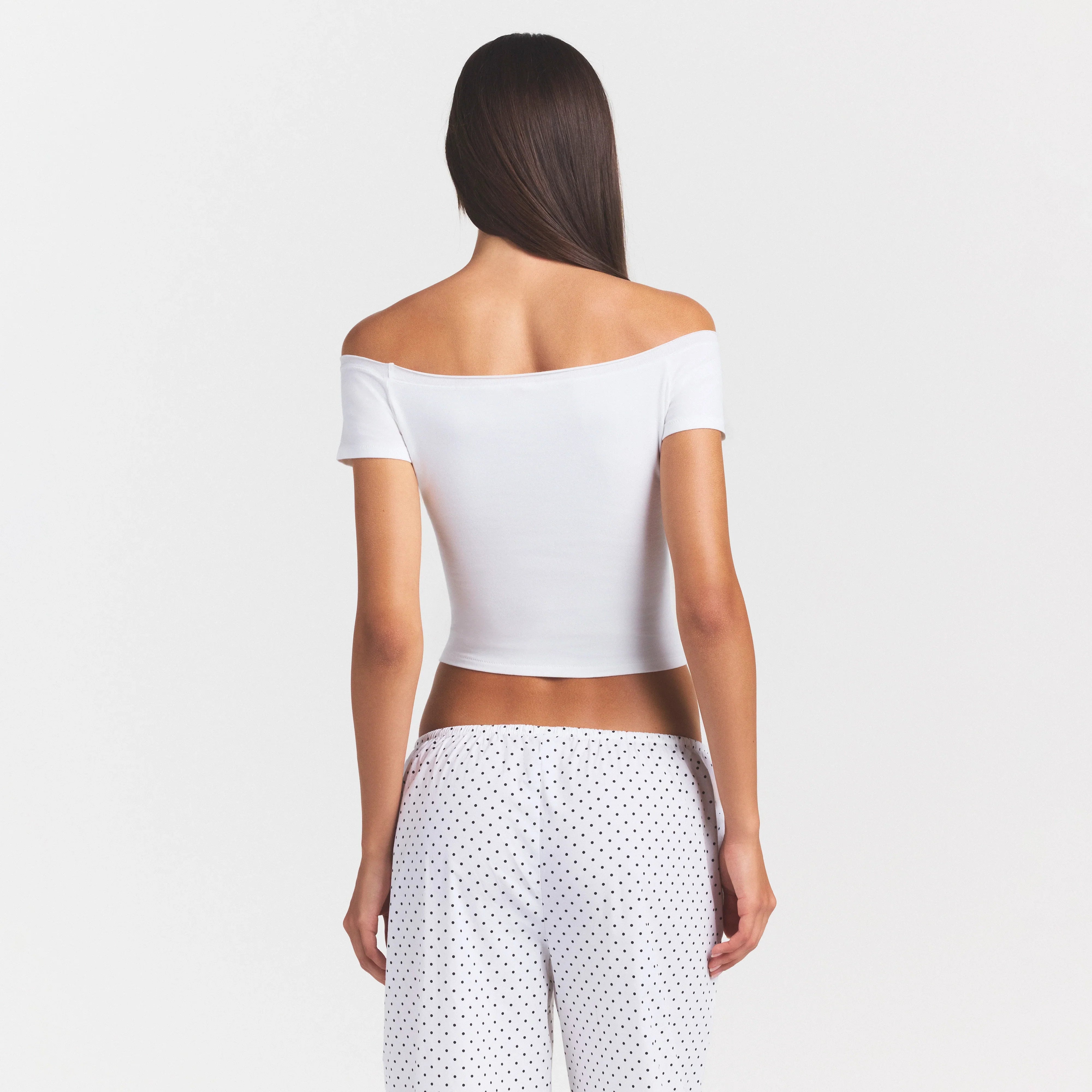COTTON JERSEY OFF THE SHOULDER TOP | MARBLE