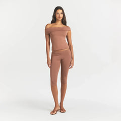 SMOOTH LAYERS ASYMMETRICAL OFF THE SHOULDER TOP | NUTMEG