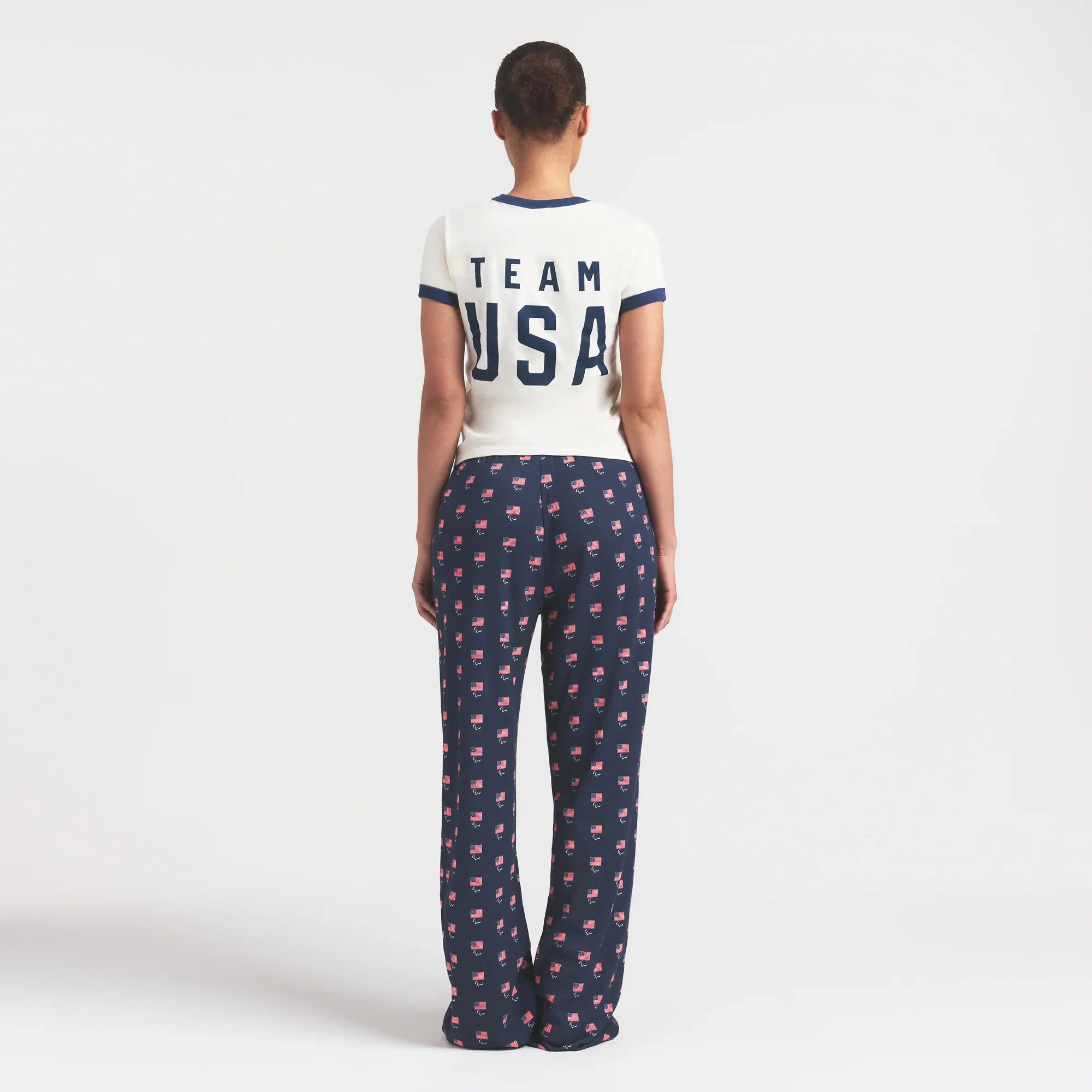 SKIMS FOR TEAM USA WORN IN JERSEY PARALYMPIC SHRUNKEN T-SHIRT | ECRU