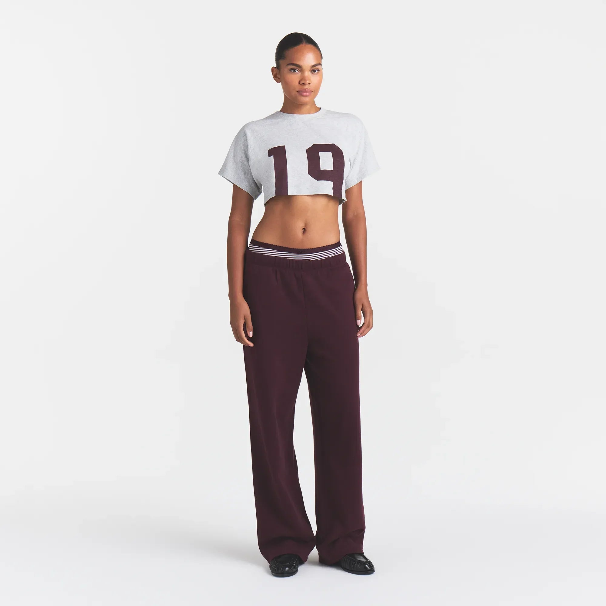 WORN IN JERSEY SUPER CROPPED T-SHIRT | CURRANT 19 PRINT