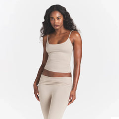 COTTON JERSEY SCOOP NECK CAMI | STONE