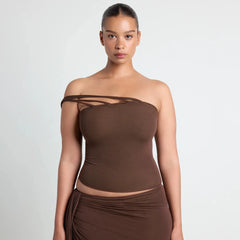 VETTESE X SKIMS SHEER MODAL TOP | COCOA