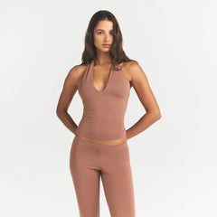 SMOOTH LAYERS HALTER TOP | NUTMEG