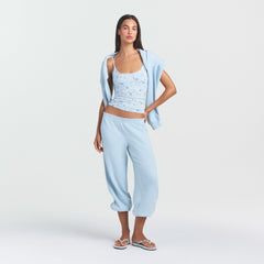 COTTON JERSEY SCOOP NECK CAMI | POWDER BLUE BANDANA