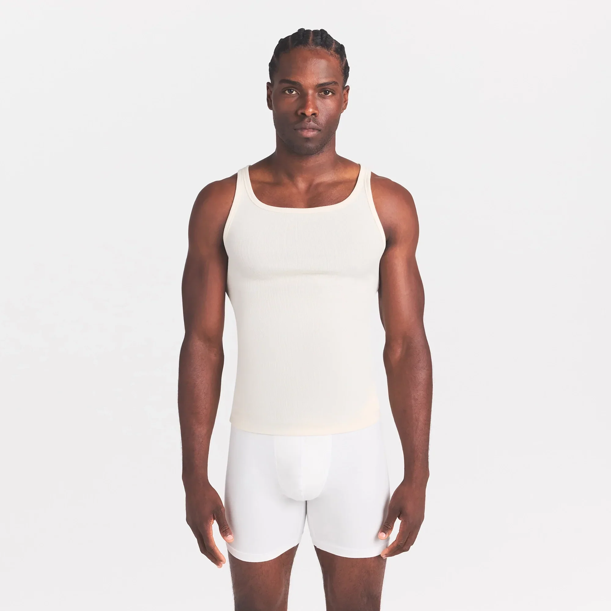 SKIMS COTTON MENS RIB TANK 3-PACK | LINEN ECRU MULTI