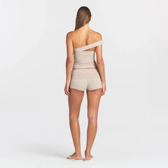 COTTON JERSEY ASYMMETRICAL TOP | STONE