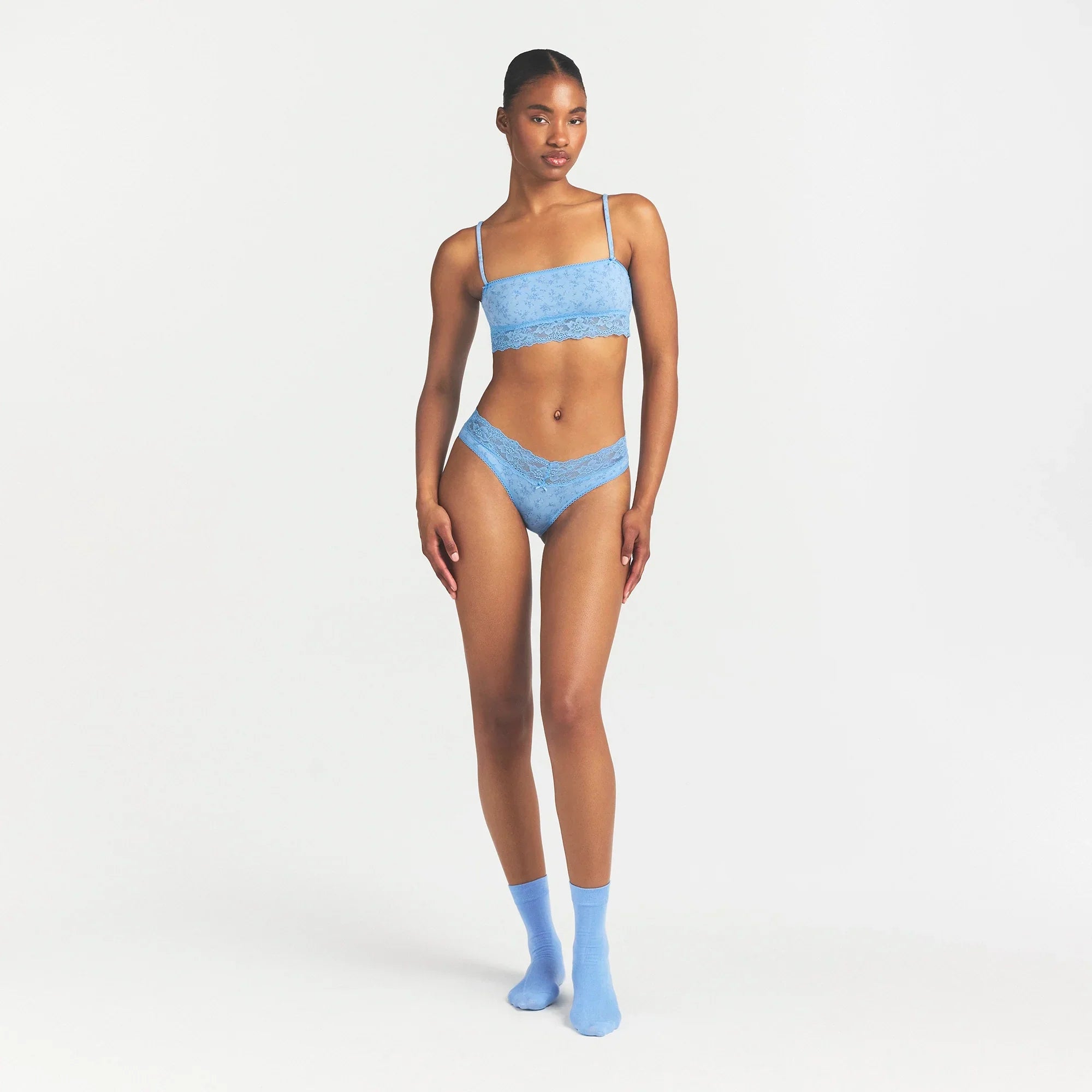 LIGHTWEIGHT COTTON WIDE LACE BRIEF | SURF DAINTY FLORAL PRINT