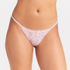 LIGHTWEIGHT COTTON POINTELLE LACE STRING THONG | BLOOM DAINTY FLORAL