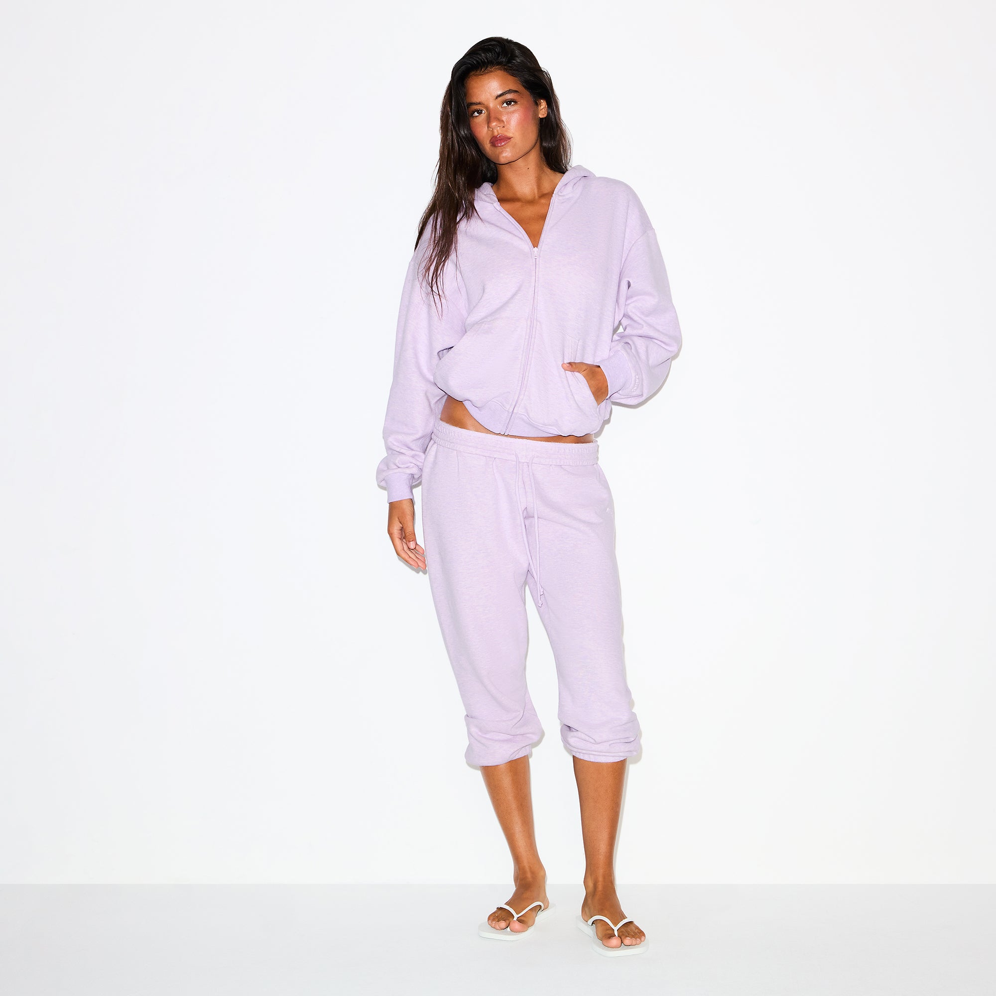 COTTON FLEECE CLASSIC ZIP UP HOODIE | PURPLE HEATHER