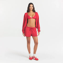 COTTON FLEECE CLASSIC ZIP UP HOODIE | WASHED RED